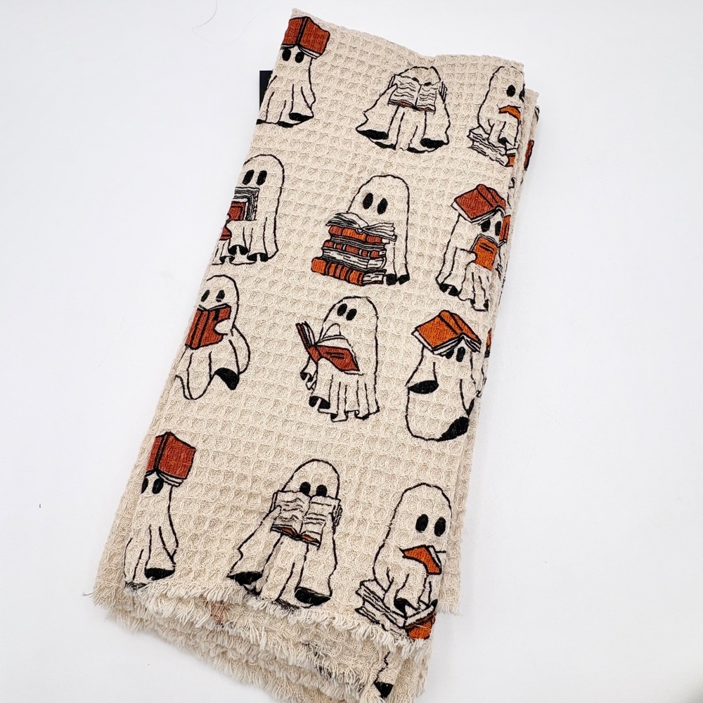 Rachel Zoe Halloween Ghost Book Kitchen Towels Set‎ of 3 Fall Decor